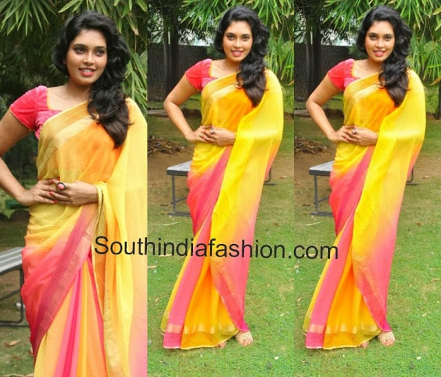 double shaded saree