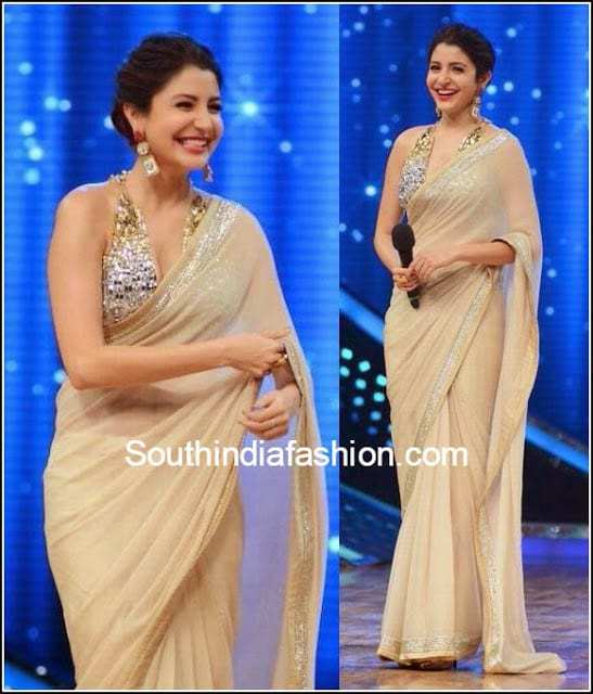 anushka sharma in nude saree