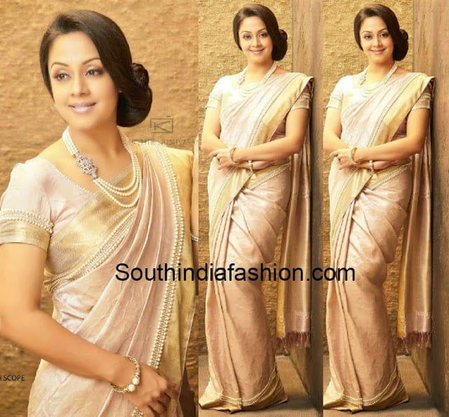 jyothika in pearl work saree