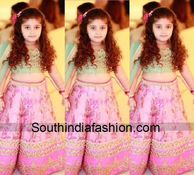 small kid in anushree reddy lehenga