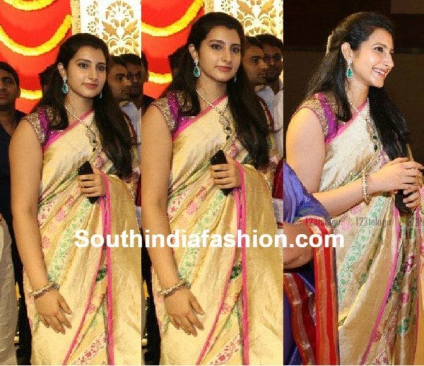 nara_brahmani_saree_at_mahesh_cousin_engagement