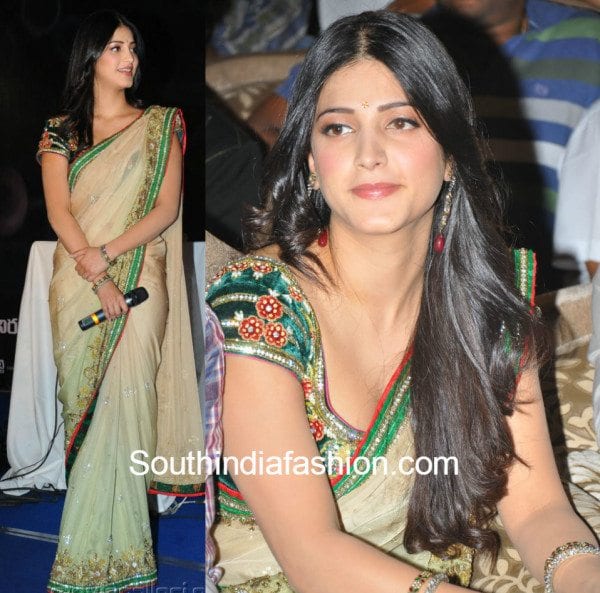 Shruti hassan in white net saree