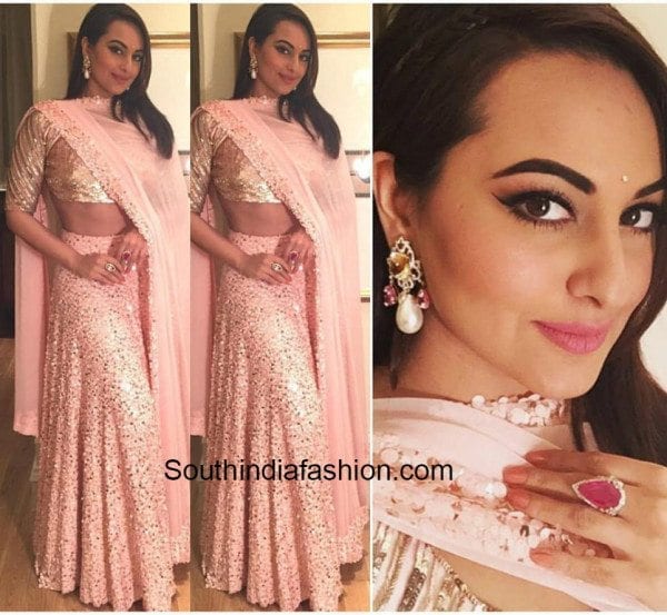 Sonakshi Sinha in Manish Malhotra and Satyani fine jewellers