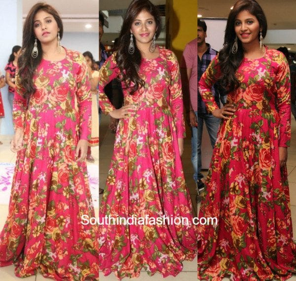 Anjali in a floral floor length anarkali