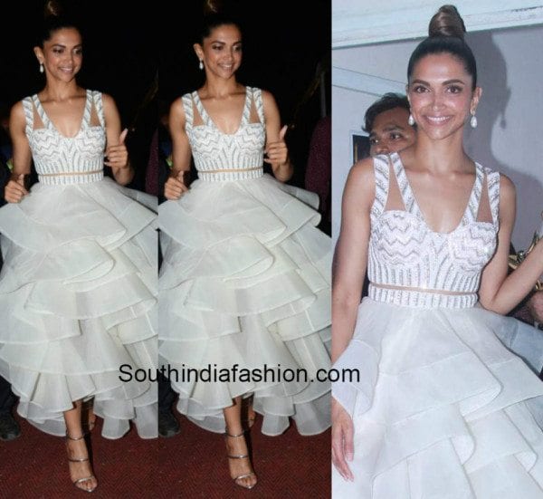 Deepika Padukone in Abu Jani and Sandeep Khosla at the Star Screen awards 2016