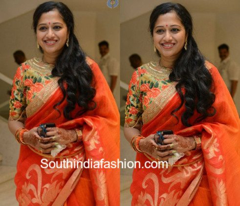 Anitha Chowdary in a Traditional Saree – South India Fashion