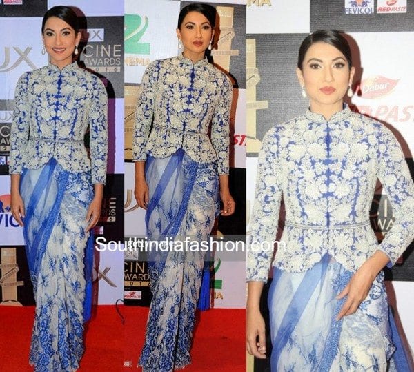 gauhar_khan_jacket_saree