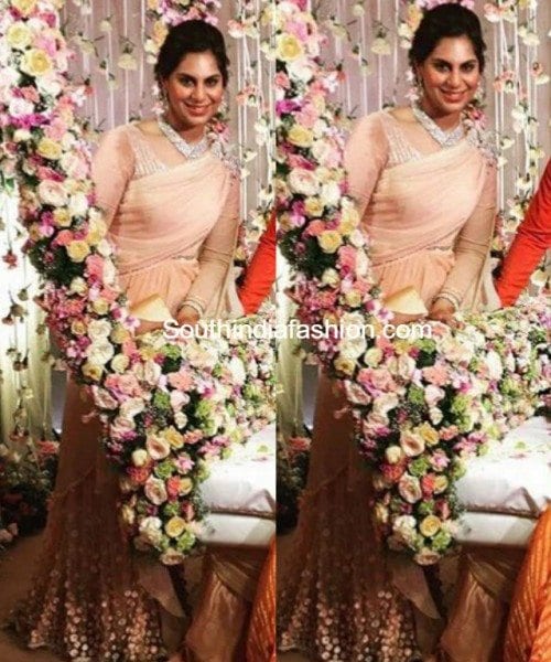 upasana_kamineni_peach_gown_in_sreeja_wedding