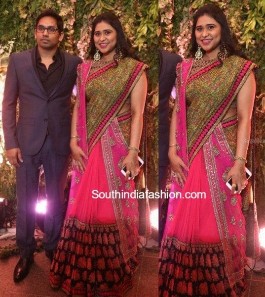 SREEJA_SISTER-IN-LAW_AISHWARYA_SABYASACHI_SAREE_AT_RECEPTION