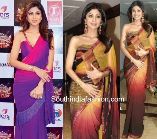 Shilpa Shetty in Ombre Sarees