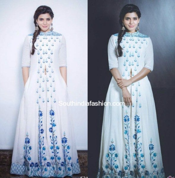 samantha_prabhu_anitadongre_white_jacket_anarkali_brahmotsavam_promotions