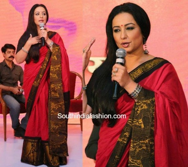 divya-dutta-in-a-red-silk-saree-at-priyadarshini-awards-event