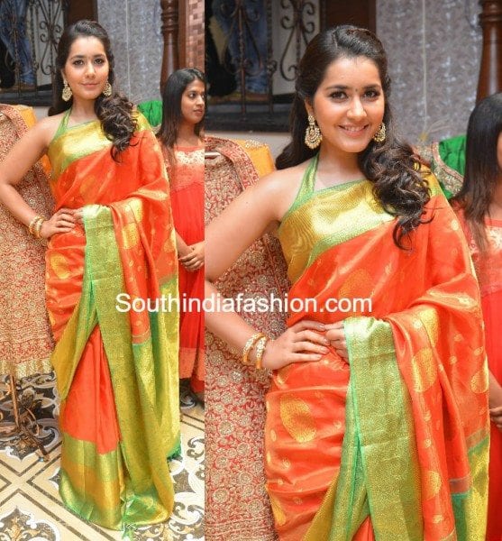 raashi_khanna_pattu_kanjeevaram_saree_kalamandir_shop_opening