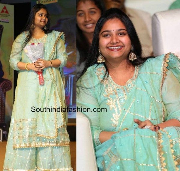 reshma_gopichand_palazzo_suit_nirmala_convent_audio_function