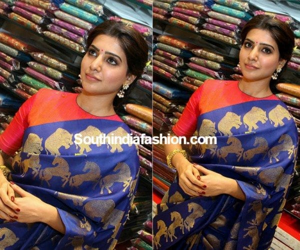 samantha_vasundhara_shopping_mall_opening_kothagudem_pattu_saree