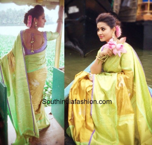 sneha_prasanna_parvathi_dasari__kanchipuram_saree_green