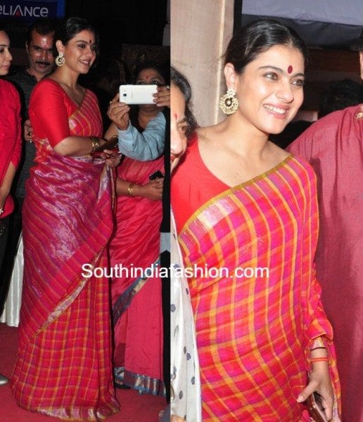 kajol_dutga_pooja_red_saree