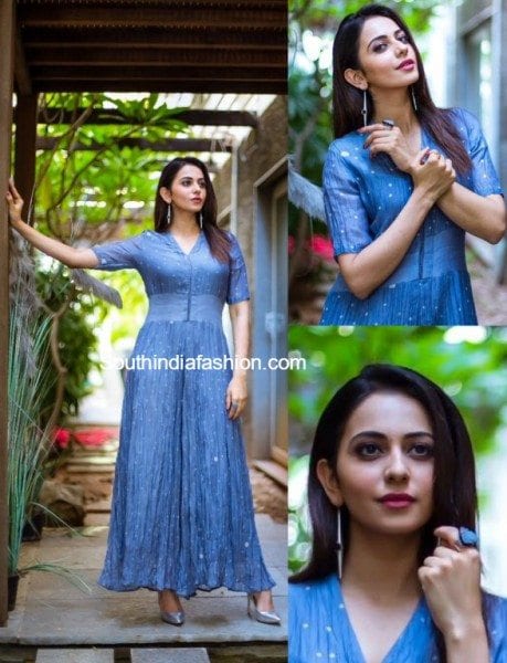 rakul_preet_singh_blue_jumpsuit_date_with_anasuya