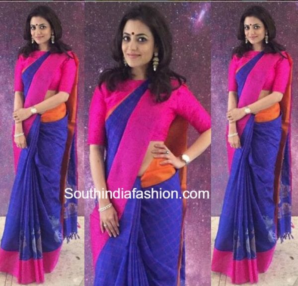 nisha-aggarwal-blue-silk-saree-kala-sangam