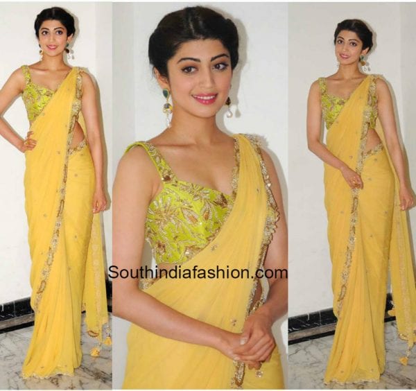 pranitha-subhash-yellow-saree-shilpa-reddy