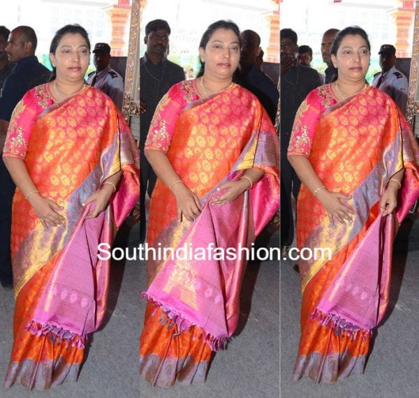 balakrishna-wife-vasundhara-kanjeevaram-saree-keshav-reddy-wedding