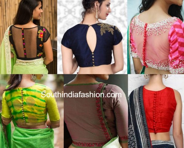 buttoned-back-neck-saree-blouse-designs-2017