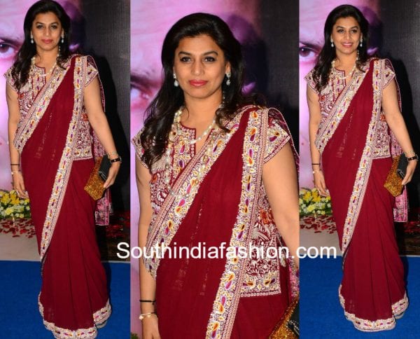 pinky-reddy-red-saree-yash-chopra-memorial-awards