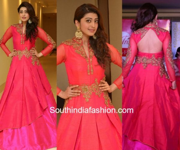 pranitha-subhash-pink-indo-western-lehenga-trisha-fashion-show