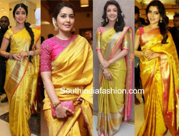 actress-yellow-traditional-silk-sarees