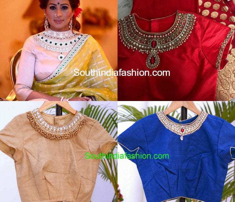 necklace neck blouse designs