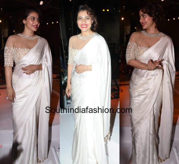 kajol-white-saree-manish-malhotra-mijwan-fashion-show