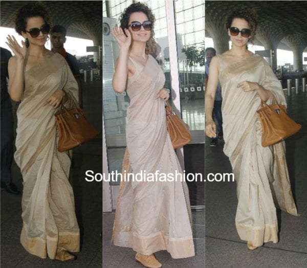 kangana-ranaut-fab-india-saree-airport