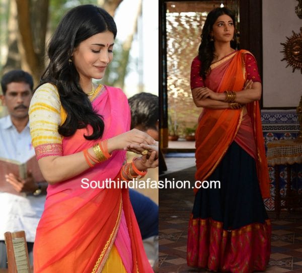 shruti-haasan-katamarayudu-half-sarees