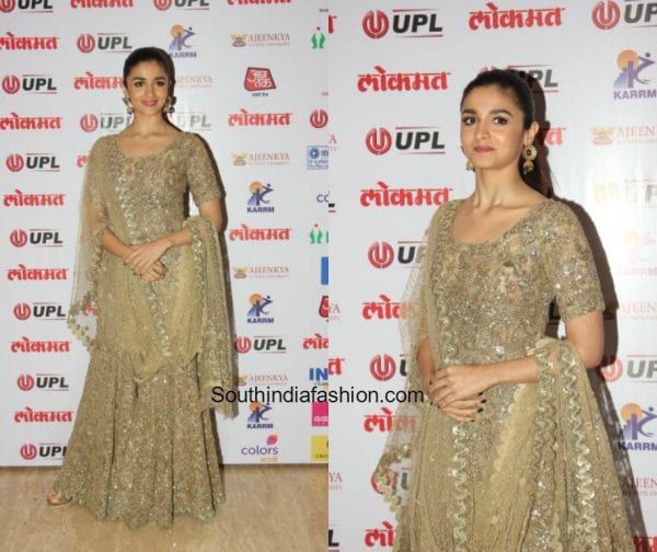 Alia Bhatt in a sharara outfit at Lokmat Awards1