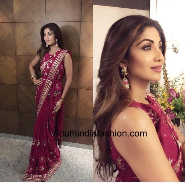 shilpa-shetty-knotted-saree