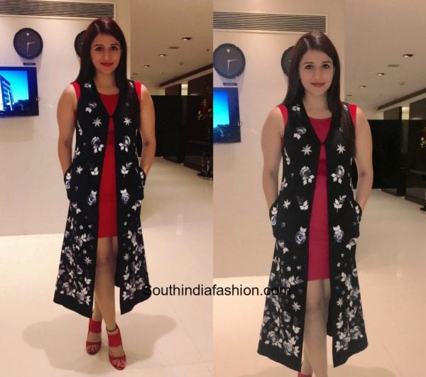 Mannara Chopra in a western outfit at Oppo Phone Launch