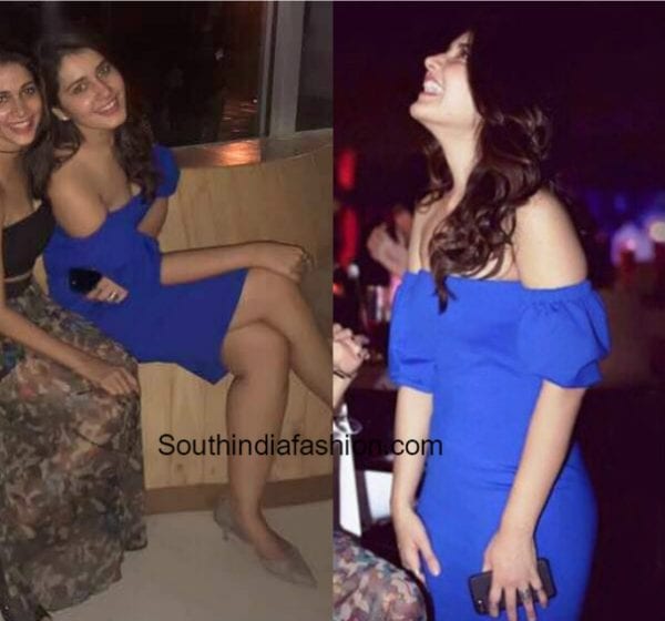 raashi-khanna-blue-off-shoulder-dress