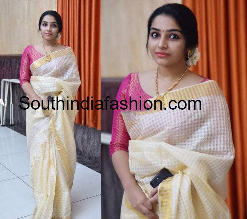 rajisha vijayan traditional saree