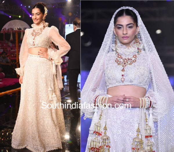  Abu Jani Sandeep Khosla bridal fashion show sonam kapoor white lehenga