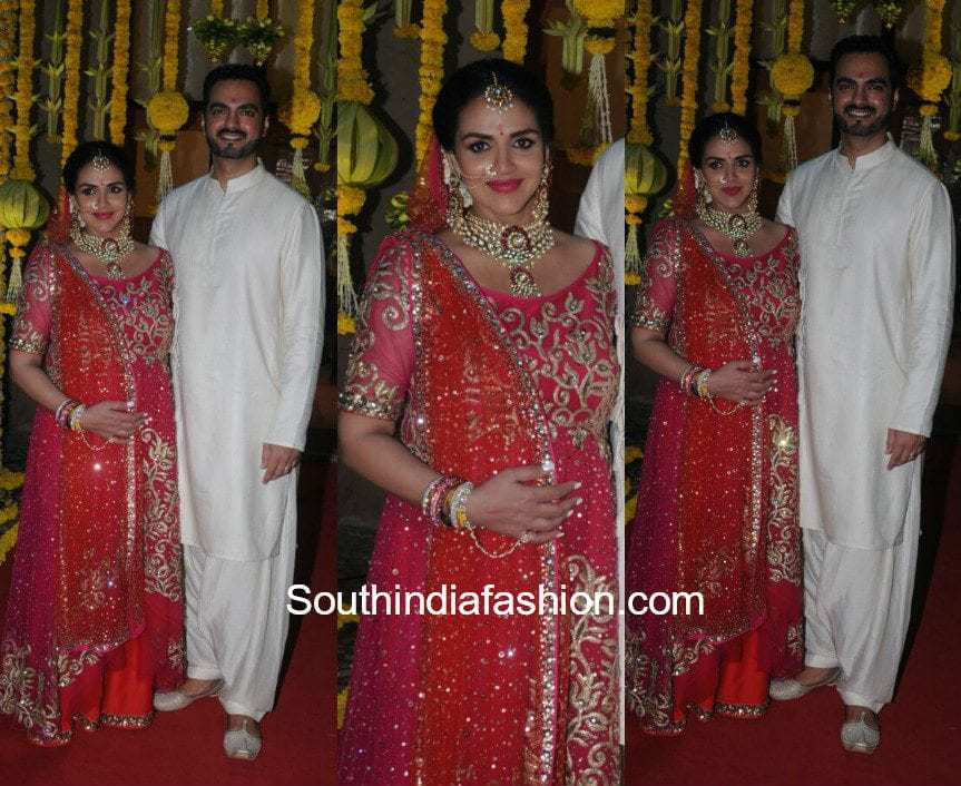 Esha Deol wth husband at her baby shower