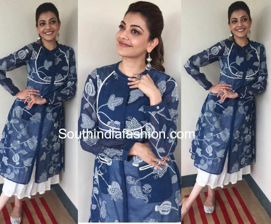 kajal aggarwal in payal pratap dress for nene raju nene mantri promotions