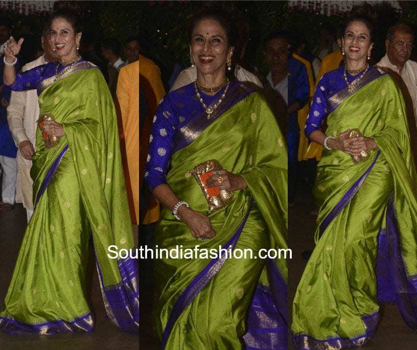 Shobhaa De in a Kanjeevaram saree – South India Fashion