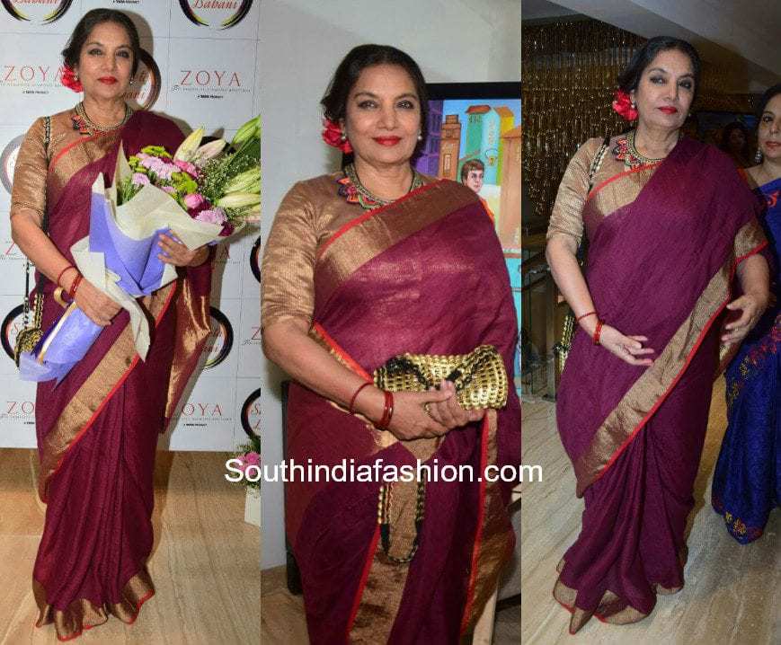 Shabana Azmi in a saree at a painting exhibition