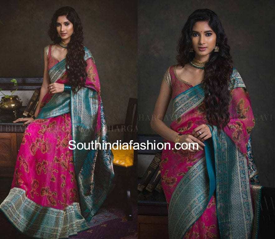 bhargavi kunam designer floral organza sarees