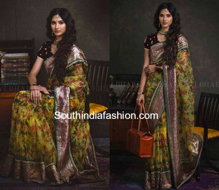 bhargavi kunam designer floral sarees