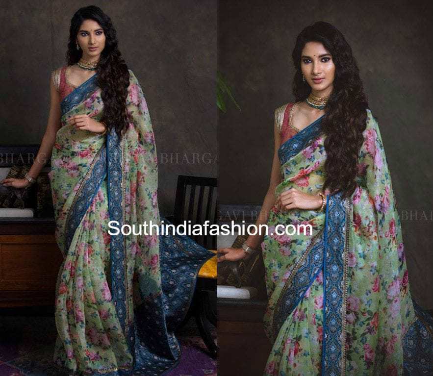 bhargavi kunam designer floral organza sarees