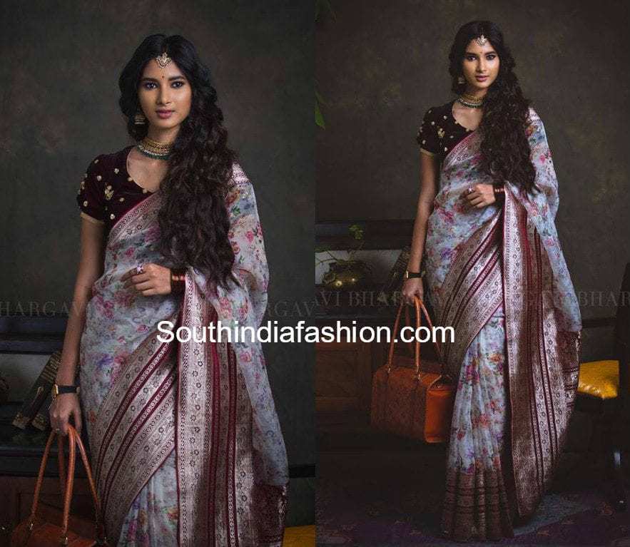 bhargavi kunam designer floral sarees