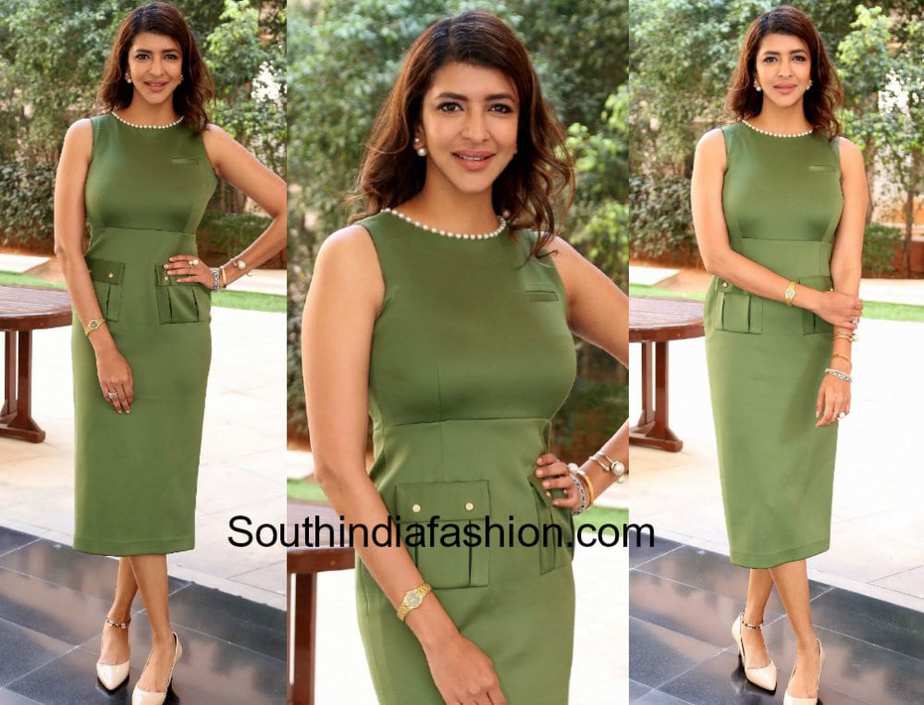 lakshmi manchu green dress ficci event