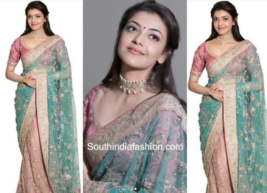 Kajal Aggarwal in Sabyasachi saree at Natchatira Vizha 2018