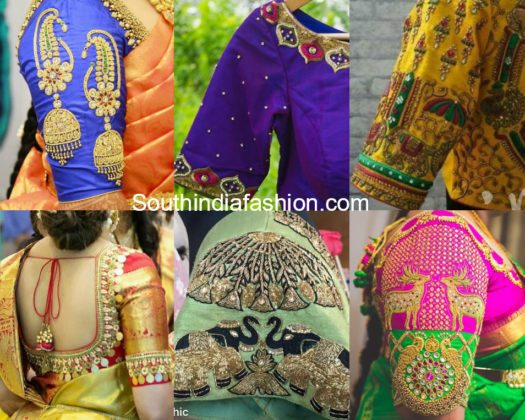 Stylish Embroidery Designs For Pattu Blouses – South India Fashion